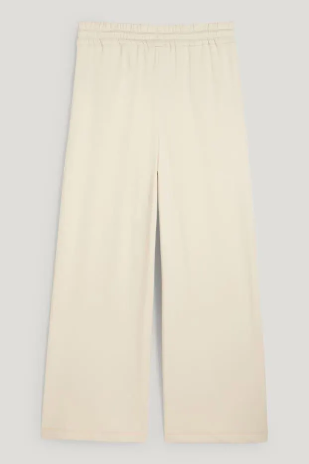 Jersey trousers - mid-rise waist - wide leg