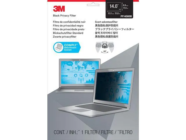 3M Privacy filter widescreen PF14.0W9 Laptop, frameless, afm. diagonaal mm: 356, afm. mm: 310x175