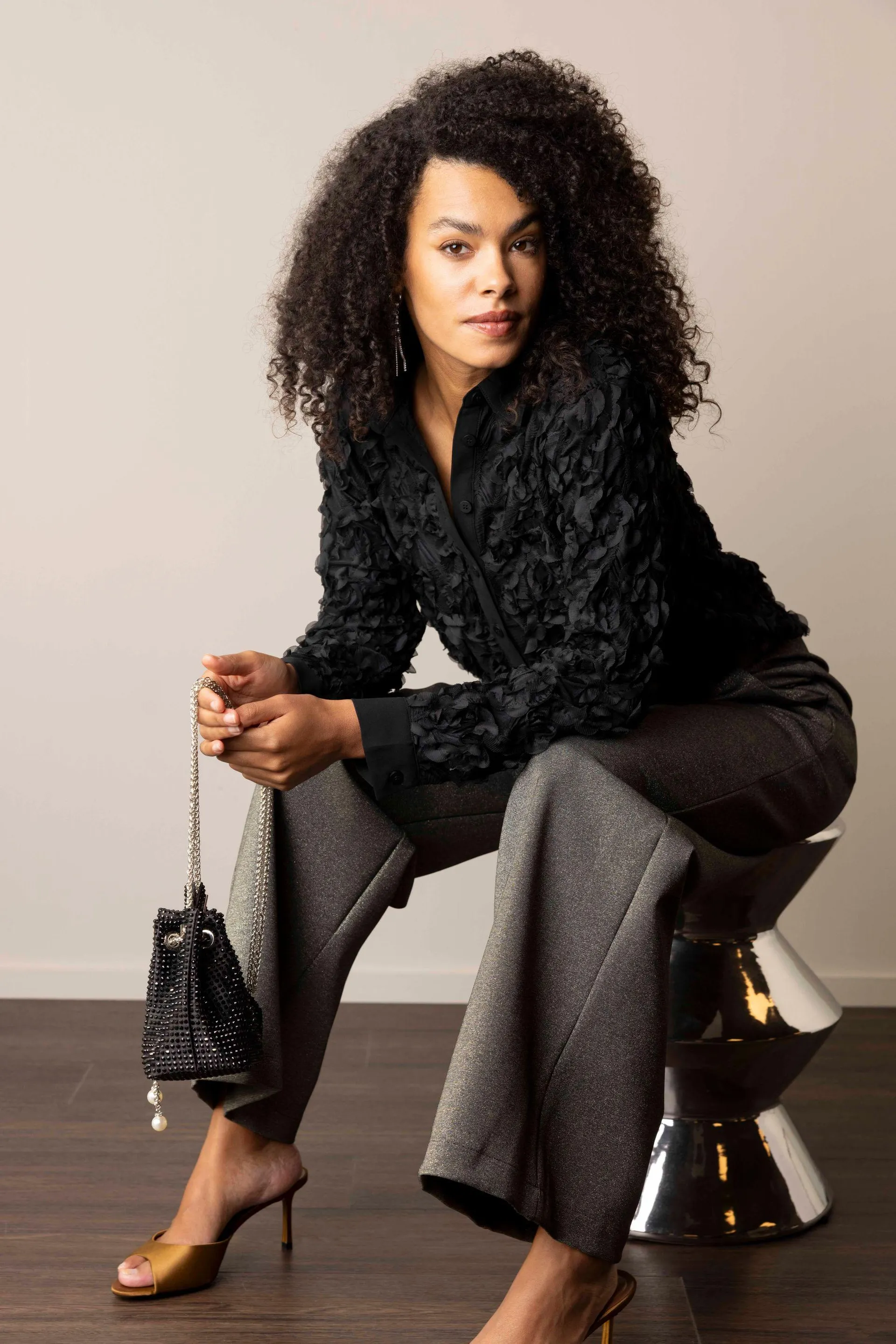 Zwarte blouse met structuur