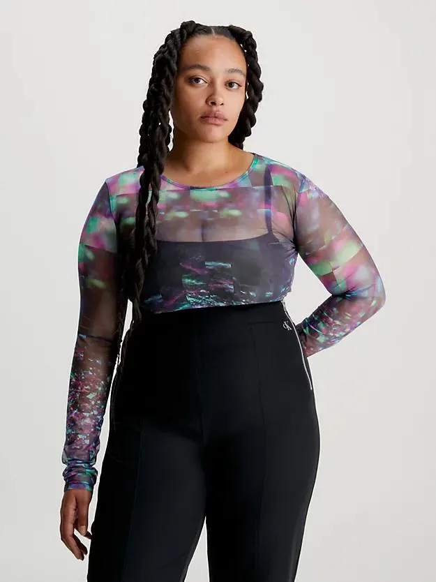 Top met lange mouwen van doorzichtige mesh