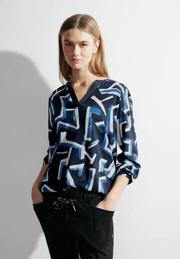 Blouse met print en elastische zoom