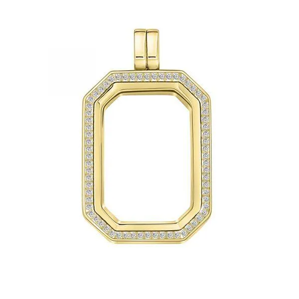 Rettangolo medaillon "Zirconi" (925/1Mgold-plated)