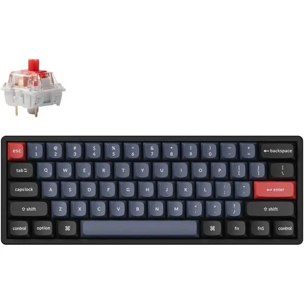 Keychron K12 Pro-J1, toetsenbord (Zwart, US lay-out, Keychron Mechanical Red, 60%, RGB leds, Double-shot PBT, hot swap, Bluetooth 5.1)