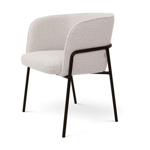 Nolon Josefien Eetkamerstoel Bouclé Beige - Armleuning - Zwarte Poten
