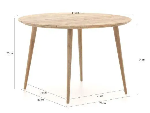 Manifesto Cavone/ROUGH-K ø 115cm dining tuinset 5-delig stapelbaar
