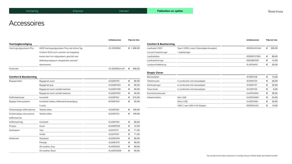 Škoda Enyaq prijslijst per 1 oktober 2024 van 6 december tot 6 december 2025 - Folder pagina 16