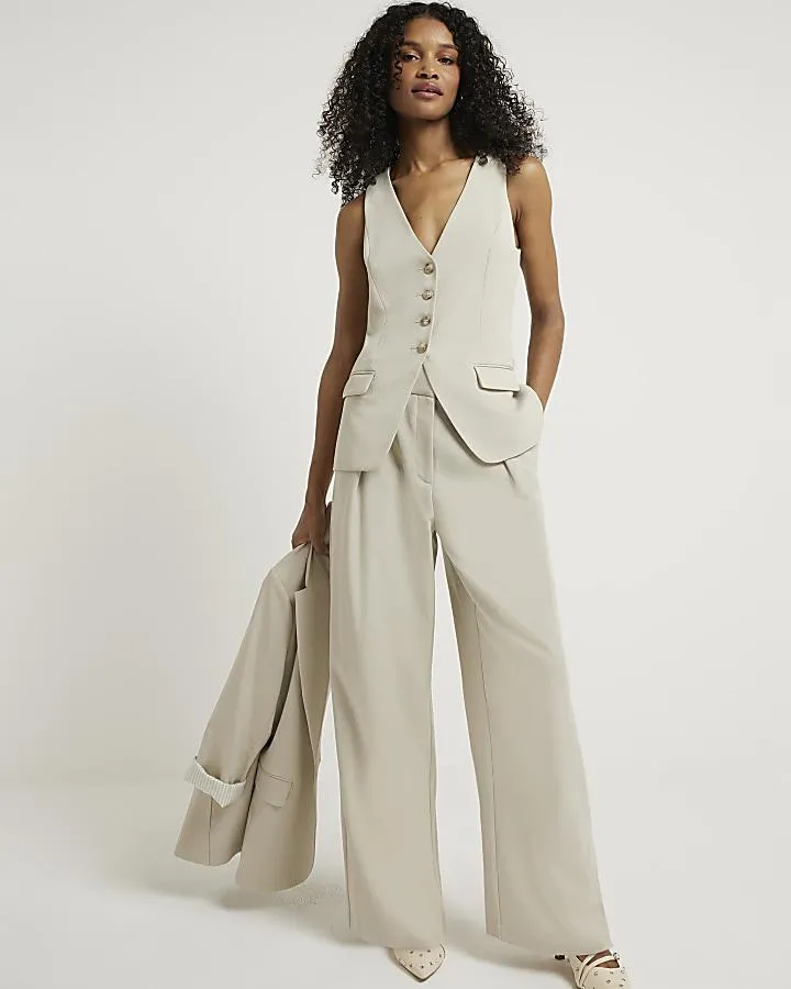 Green button up longline waistcoat