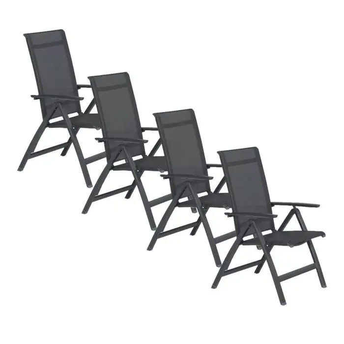 Santana tuinstoel verstelbaar donker grijs - 4 stuks