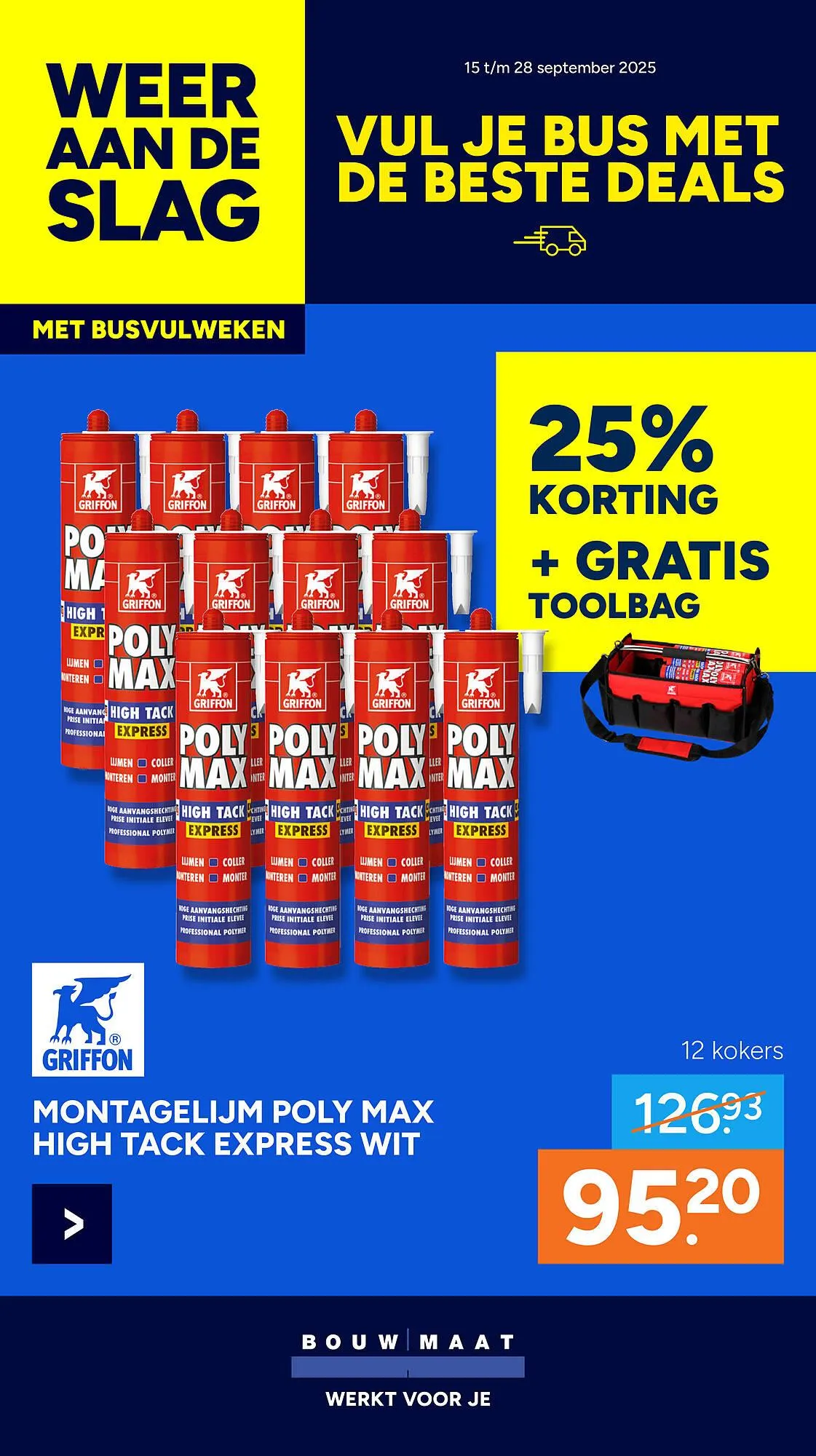 BOUWMAAT folder van 15 september tot 28 september 2025 - Folder pagina 1