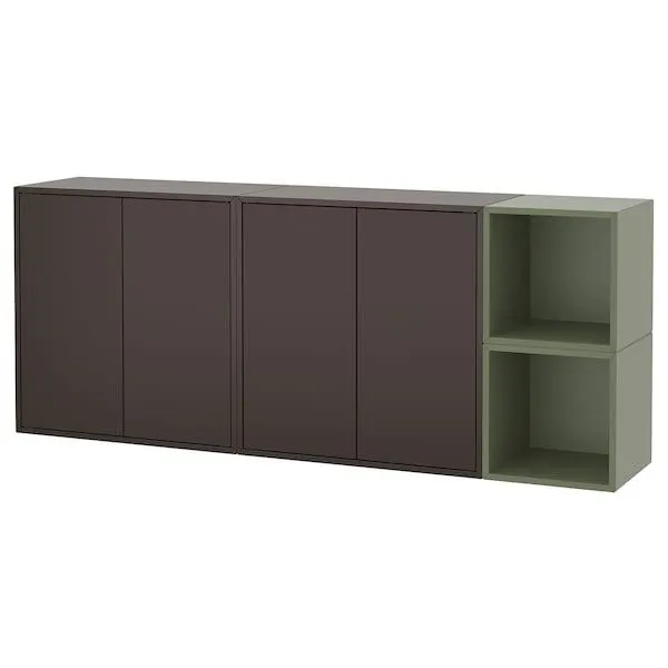 Kastencombinatie voor wandmontage, donkergrijs/grijsgroen,