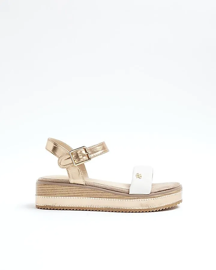 White strappy flatform sandals
