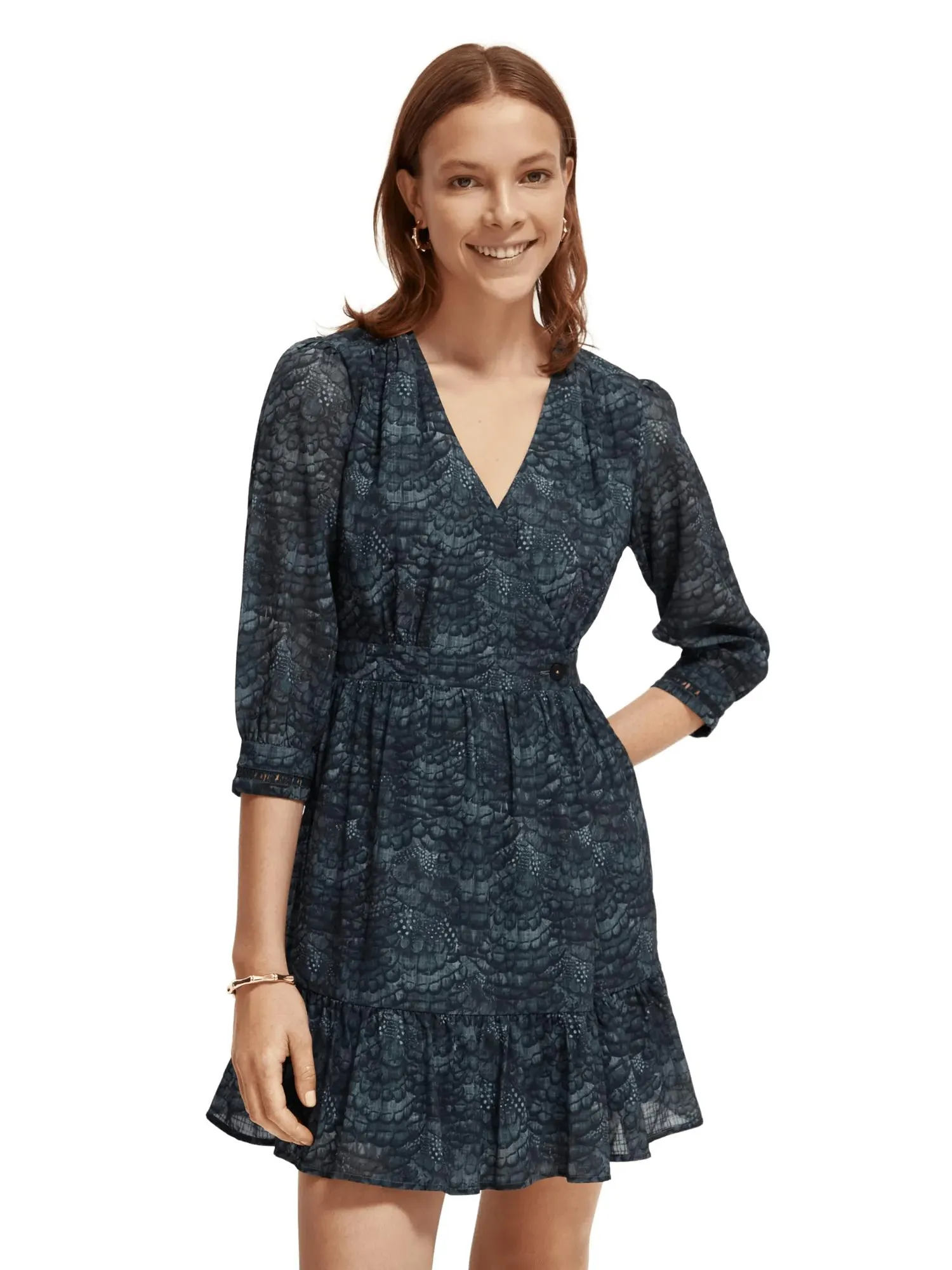 V-neck mini wrap dress