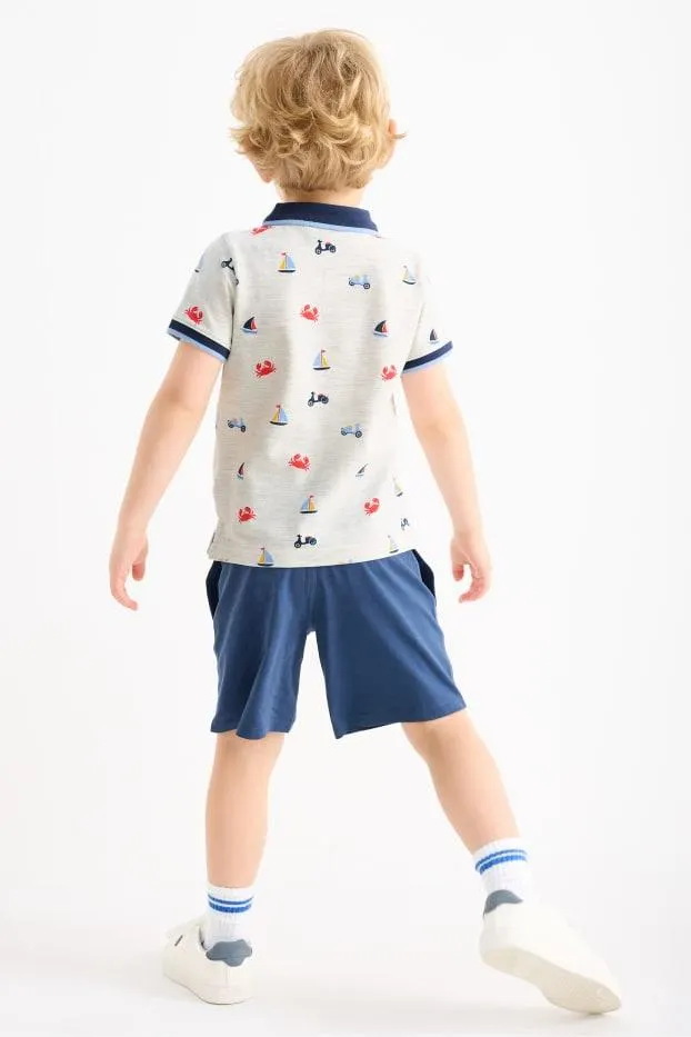 Summer holidays - set - polo shirt and sweat shorts - 2 piece
