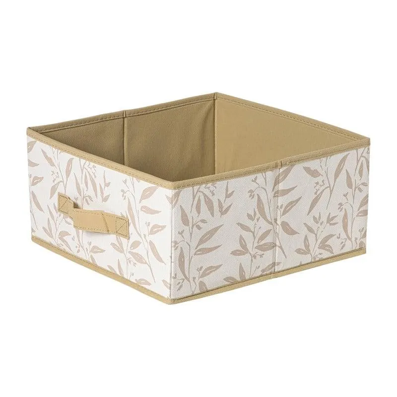 Opbergdoos leafs - bruin/beige - 15x30x30 cm