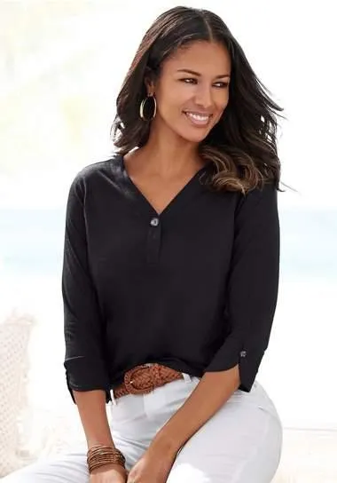 Lascana Shirt Met knoopdetails van zachte kwaliteit met viscose