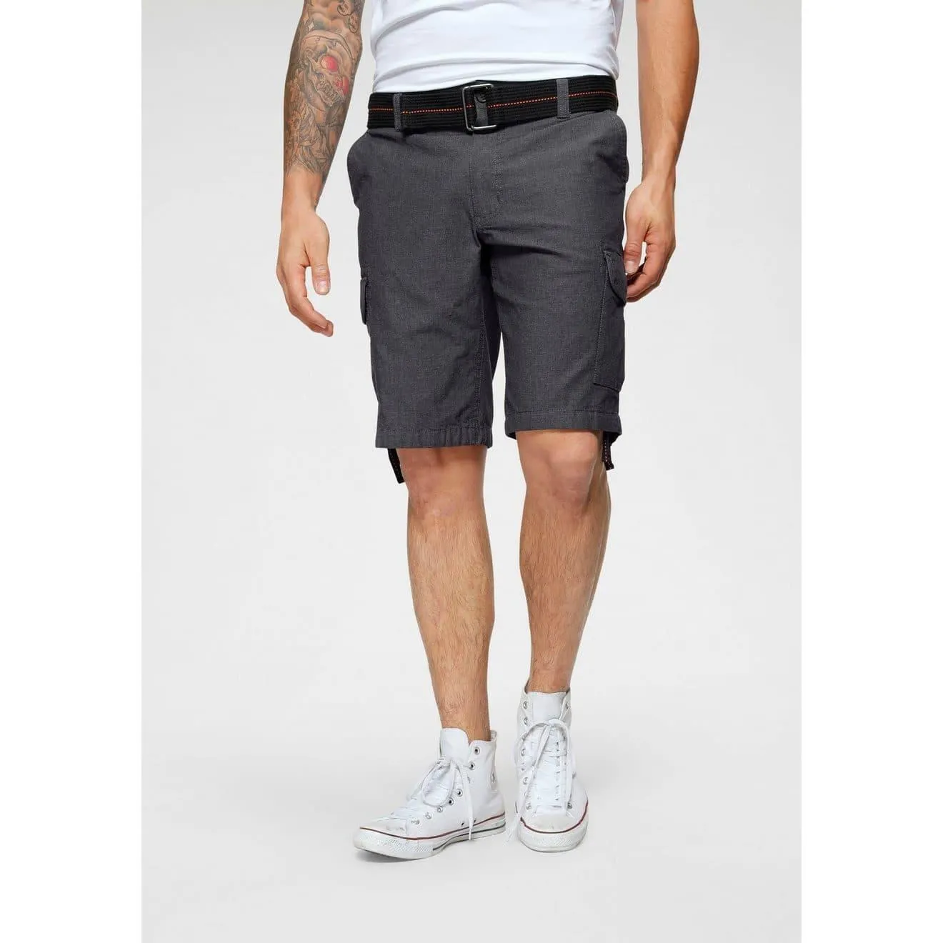 Bruno Banani Cargoshort met modieuze structuur (set, 2-delig, Met een afneembare riem)