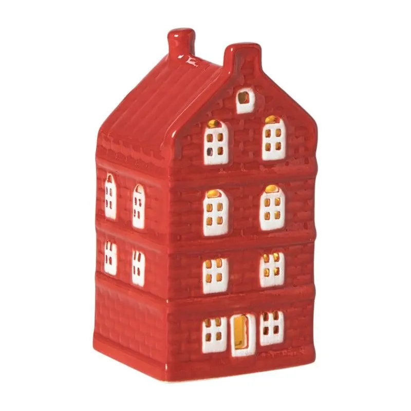 Kersthuisje - rood - 11x5.5x5.5 cm