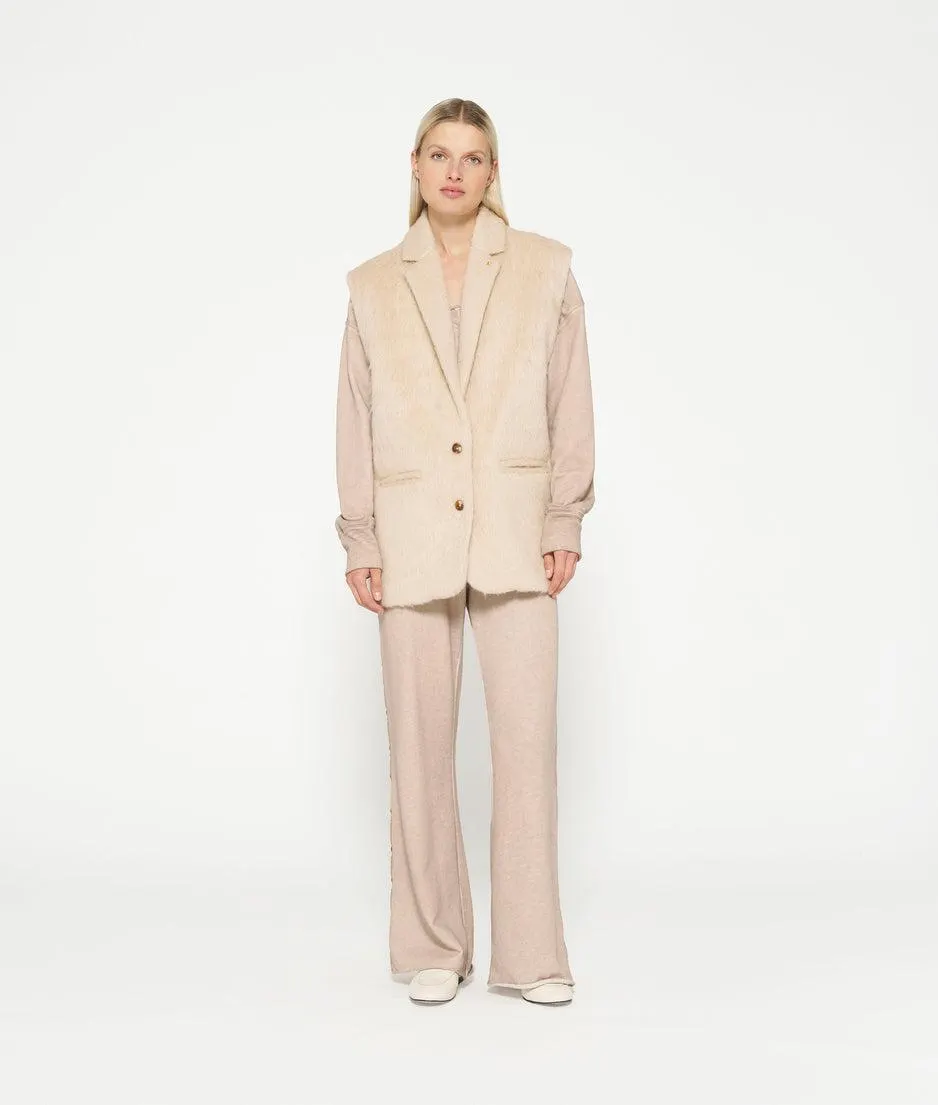 hairy sleeveless blazer