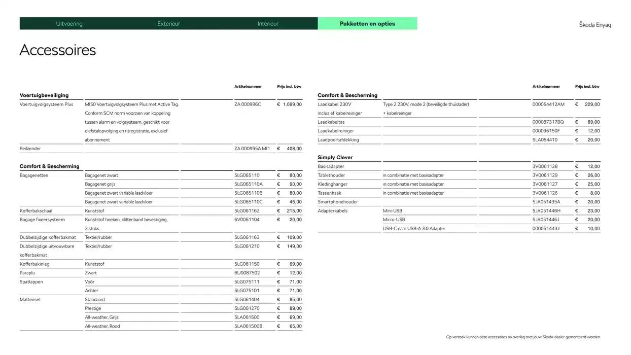 Škoda Enyaq prijslijst per 1 oktober 2024 van 25 september tot 25 september 2025 - Folder pagina 16