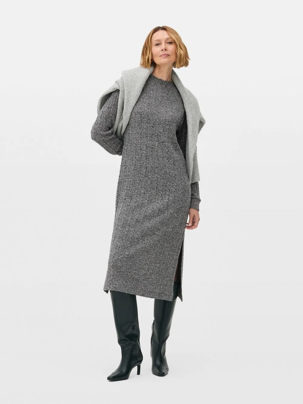 Vestido midi de punto de ochos