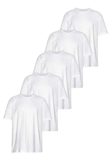 Man's World Shirt met ronde hals Korte mouwen, regular fit, effen, ronde hals, van katoen (5-delig, Set van 5)