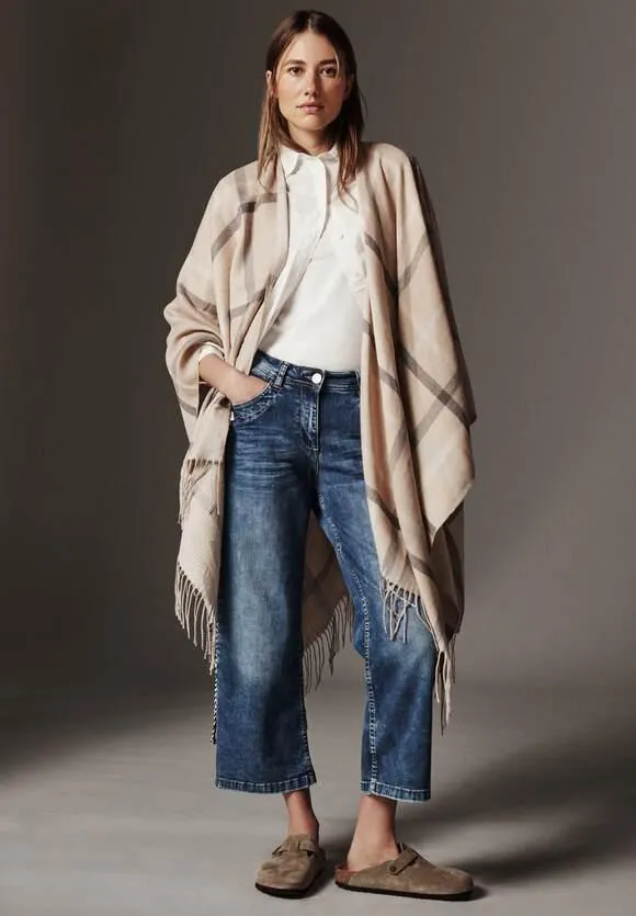 Geruite doubleface cape