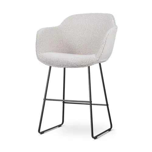 Nolon Nino-Mare Barkruk Bouclé Beige - Zwart Onderstel- 65 cm