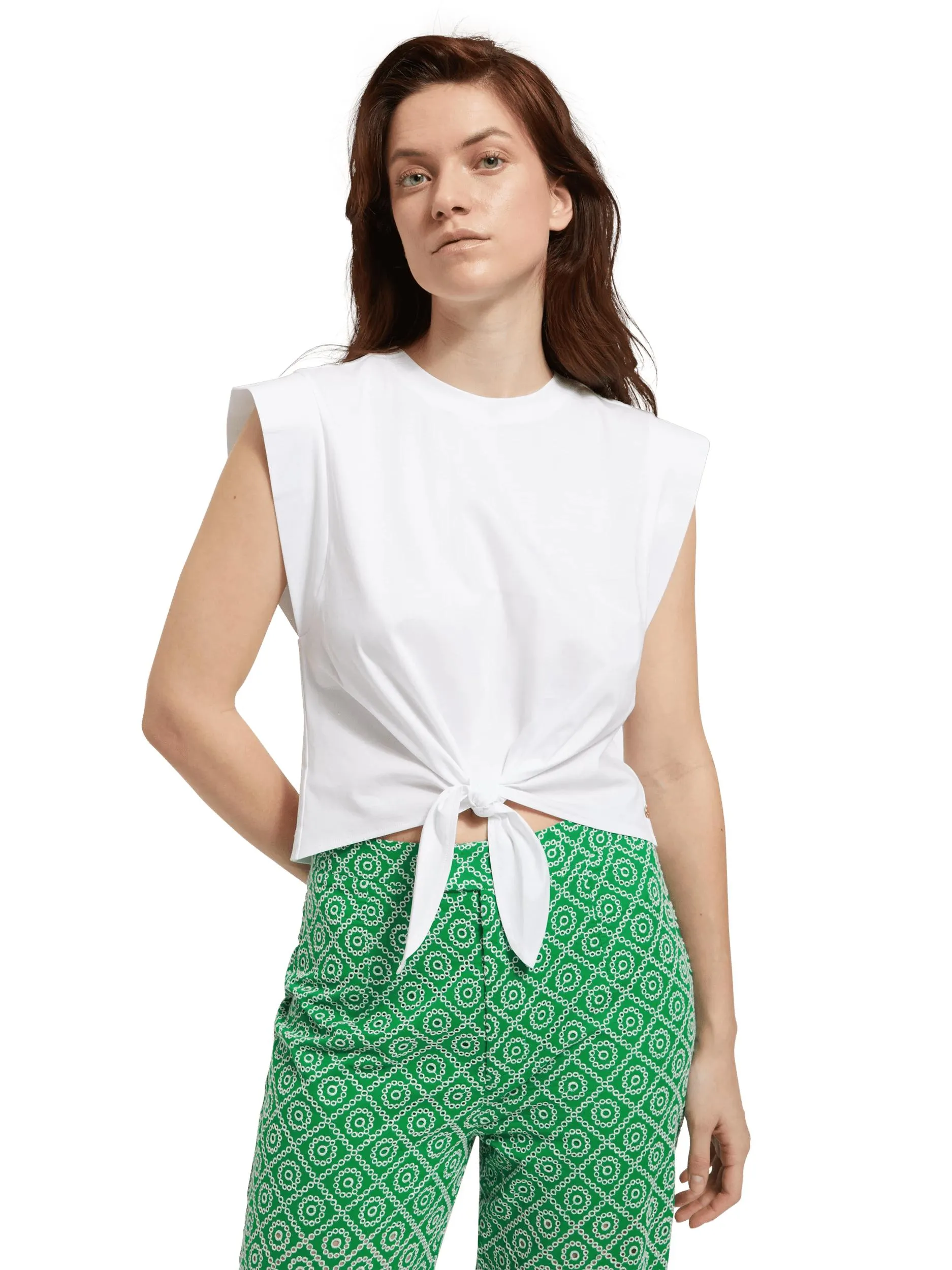 Sleeveless knot T-shirt