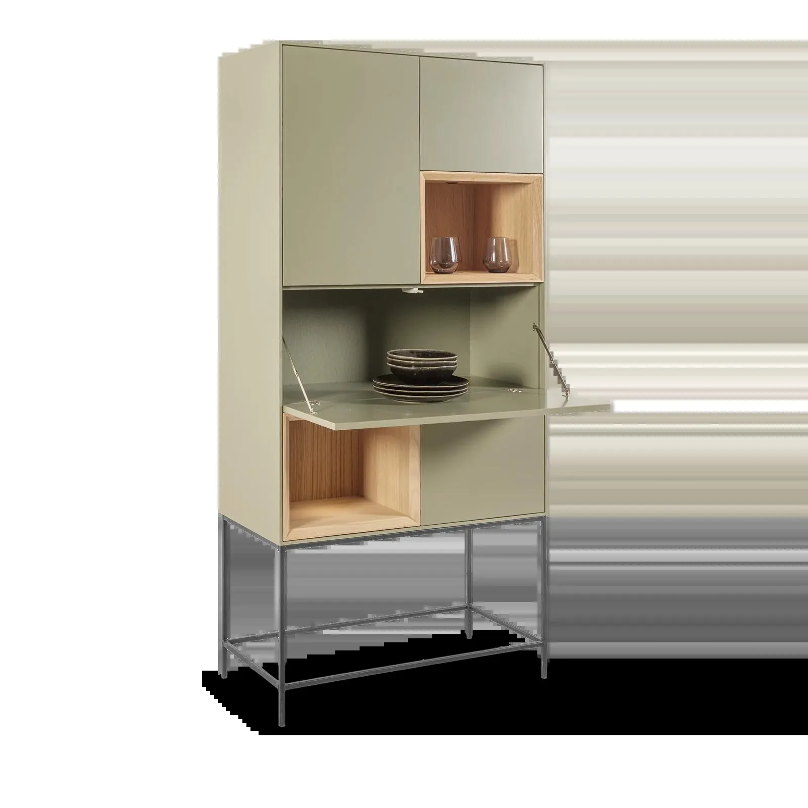 Opbergkast (hoog) Loft - Moss Grey/Nature White