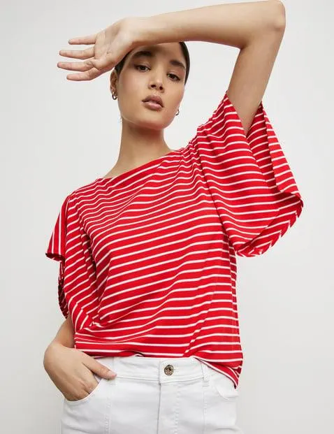 Gestreept shirt met uitlopende mouwen