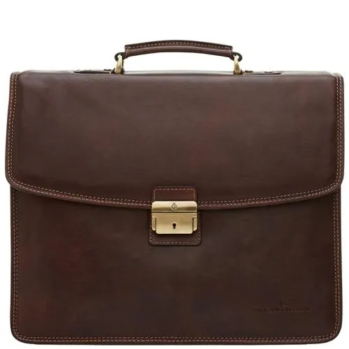 Castelijn en Beerens Laptoptas / Aktetas / Werktas 15.6 Inch Leer Verona Bruin