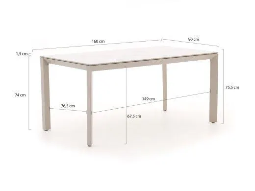 Bellagio Caronia/Sestino 160cm dining tuinset 5-delig stapelbaar