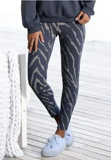 Lascana Legging -Loungebroek met zebramotief en brede band, loungewear