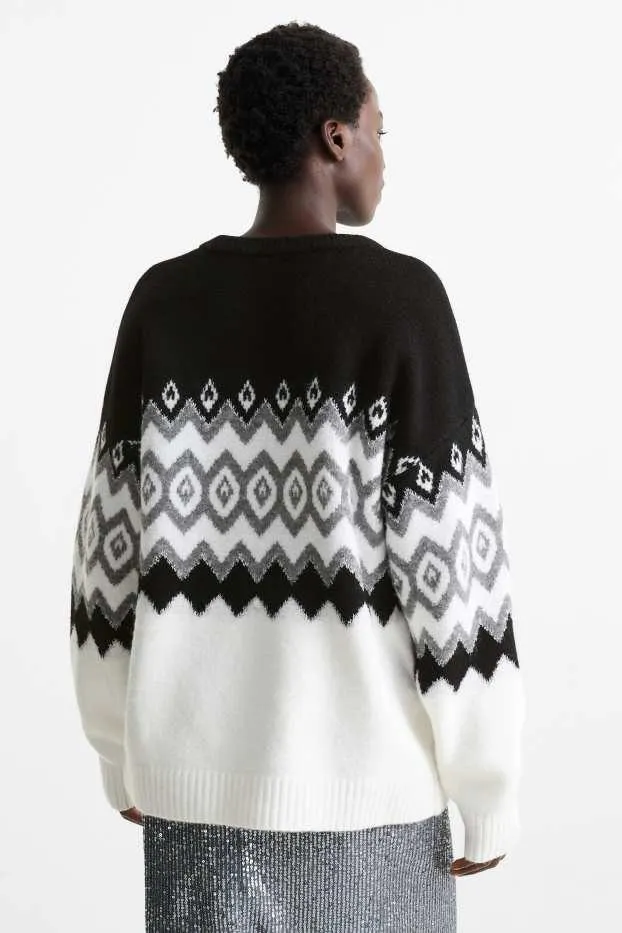 Svetr se štrasovými kamínky - se vzorem