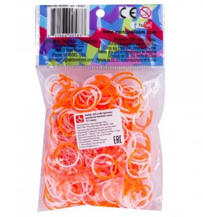 Rainbow Loom 2 kleuren orange-white