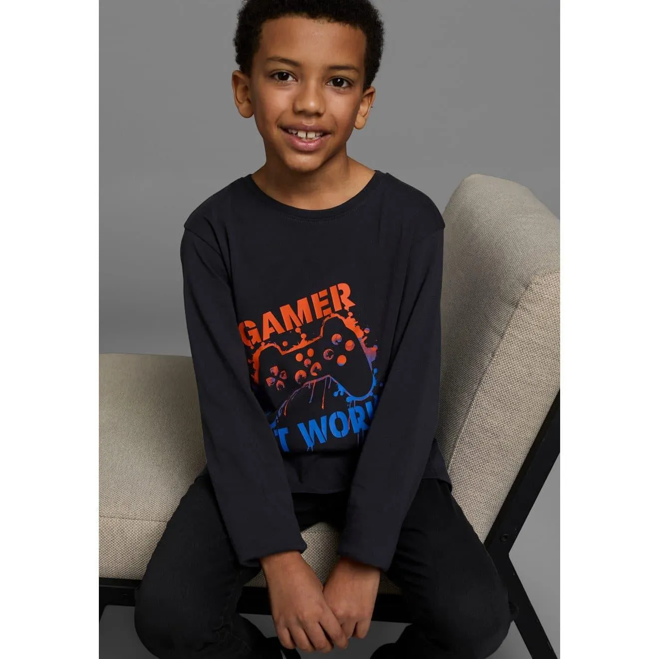 KIDSWORLD Shirt met lange mouwen GAMER AT WORK lange mouwen, van katoen, van jersey stof