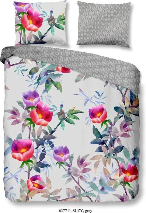 Good Morning Dekbedovertrek Katoen Suzy - grijs