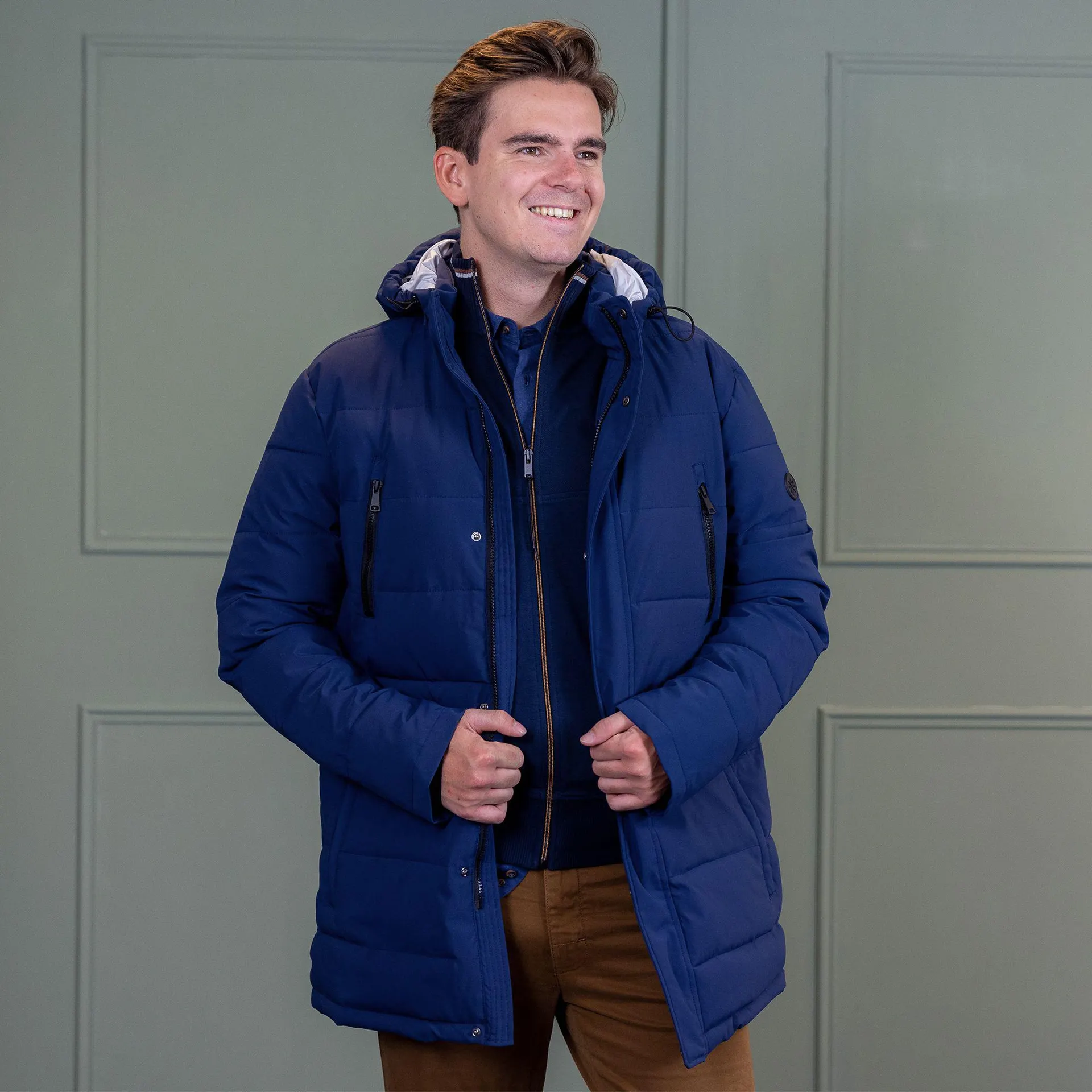 Swan Donslook Lange Jas Navy