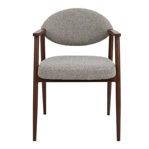 DÉJA Living Eetkamerstoel Karup - Taupe/Walnoot - Set van 2