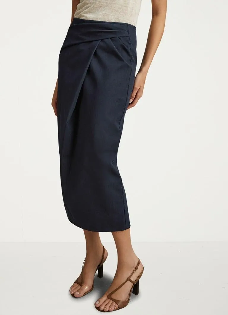 Nadia high waist midi kokerrok met plooidetail