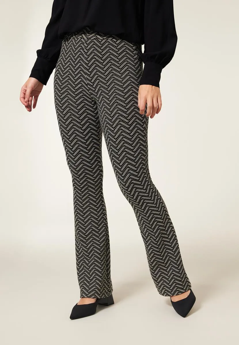 Broek flared print wit 32"