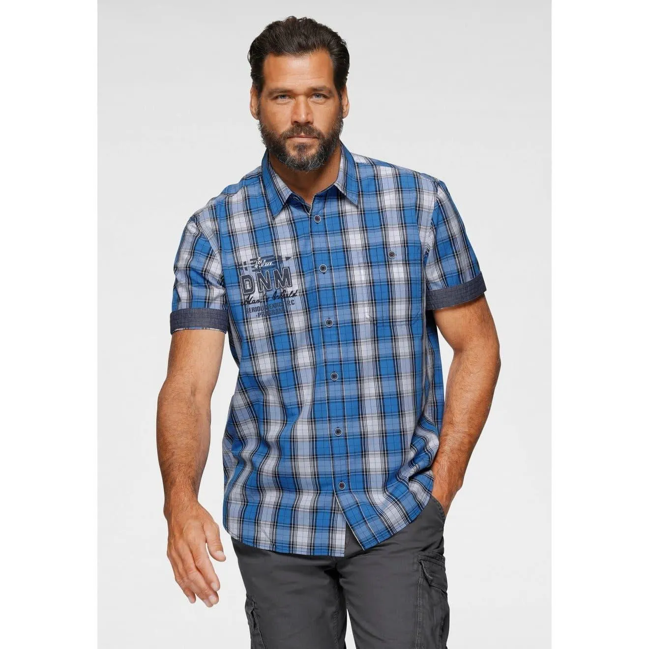 Man's World Overhemd met korte mouwen met print en borduursel