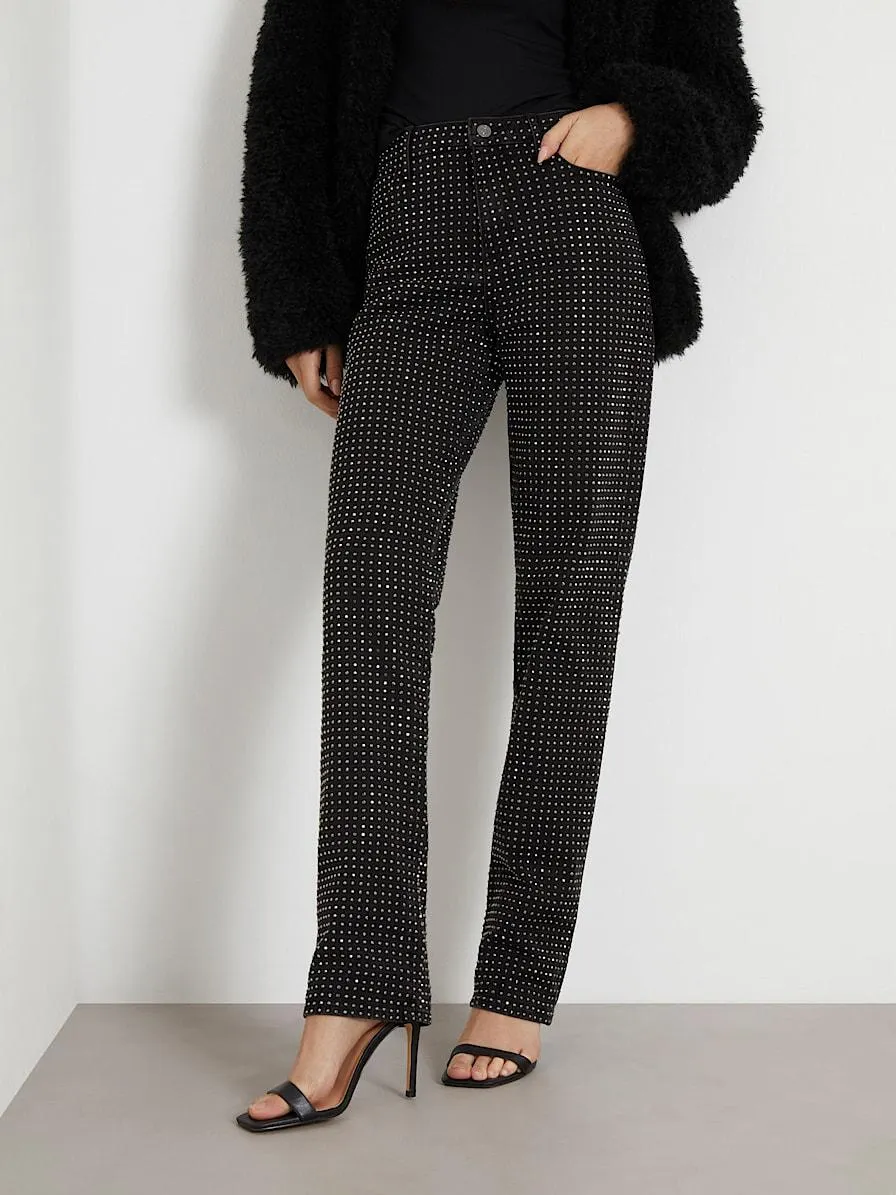 Recht vallende spijkerbroek met stras