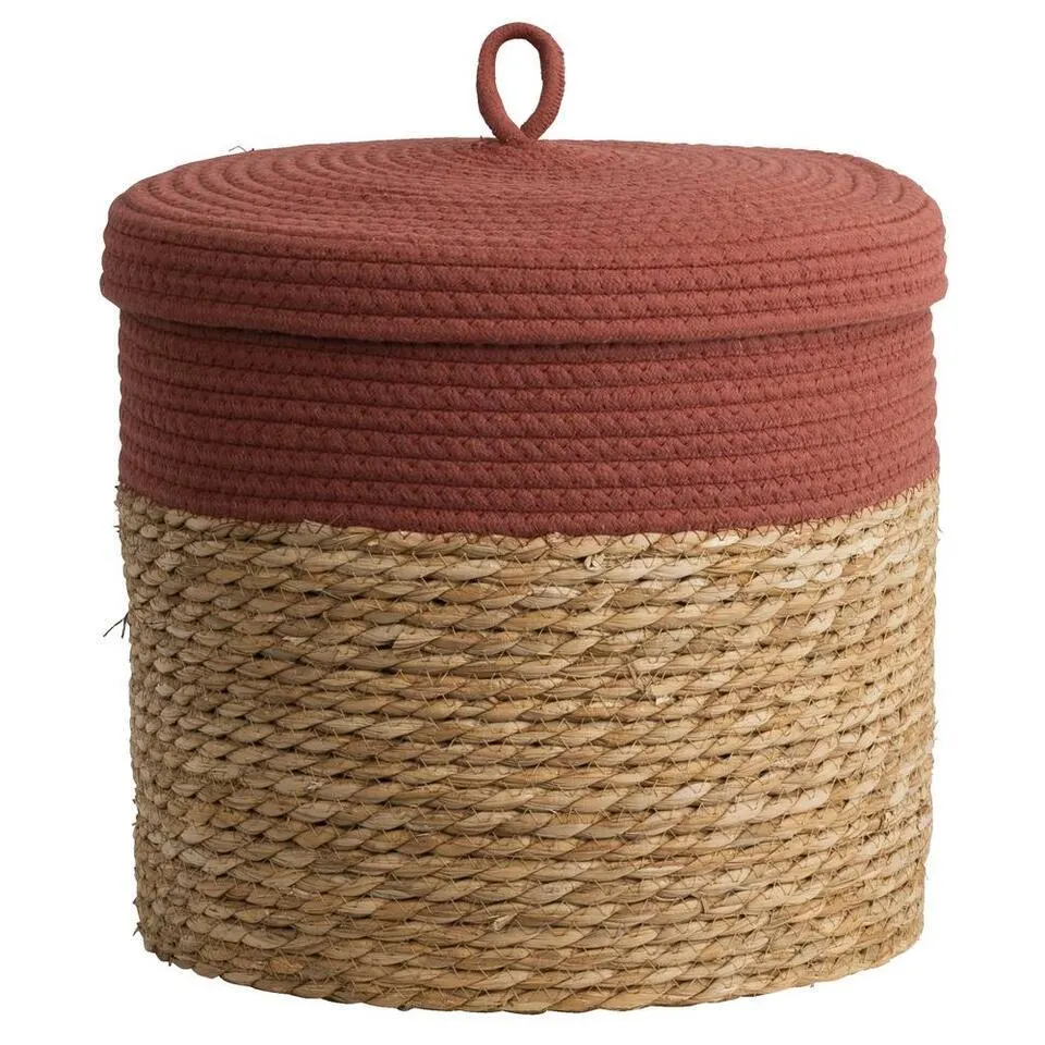 Mand met deksel Nowie - Terracotta - Katoen - 29xØ32 cm