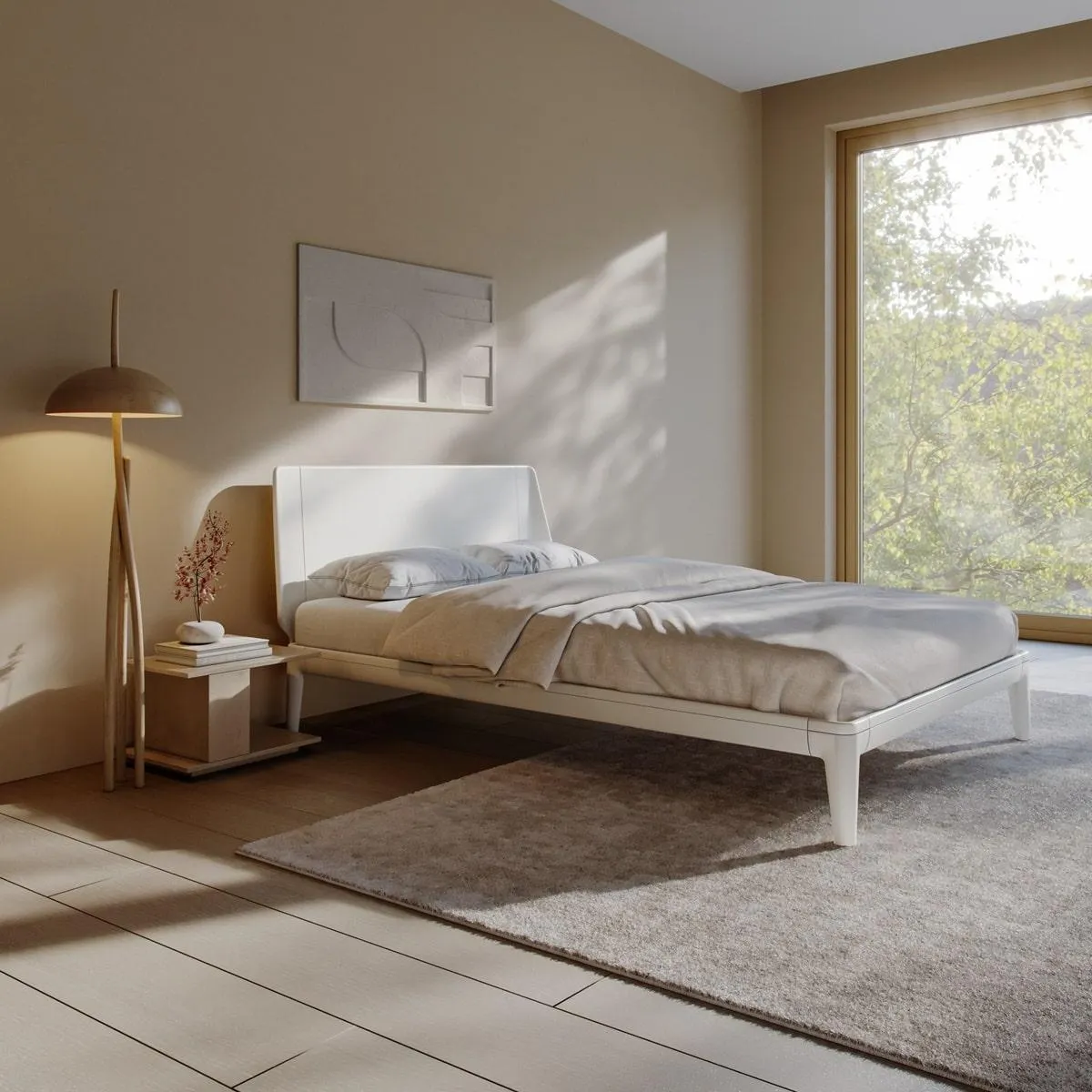 Essential Sand beige Met hoofdbord Sand beige en onderzetpootjes Sand beige