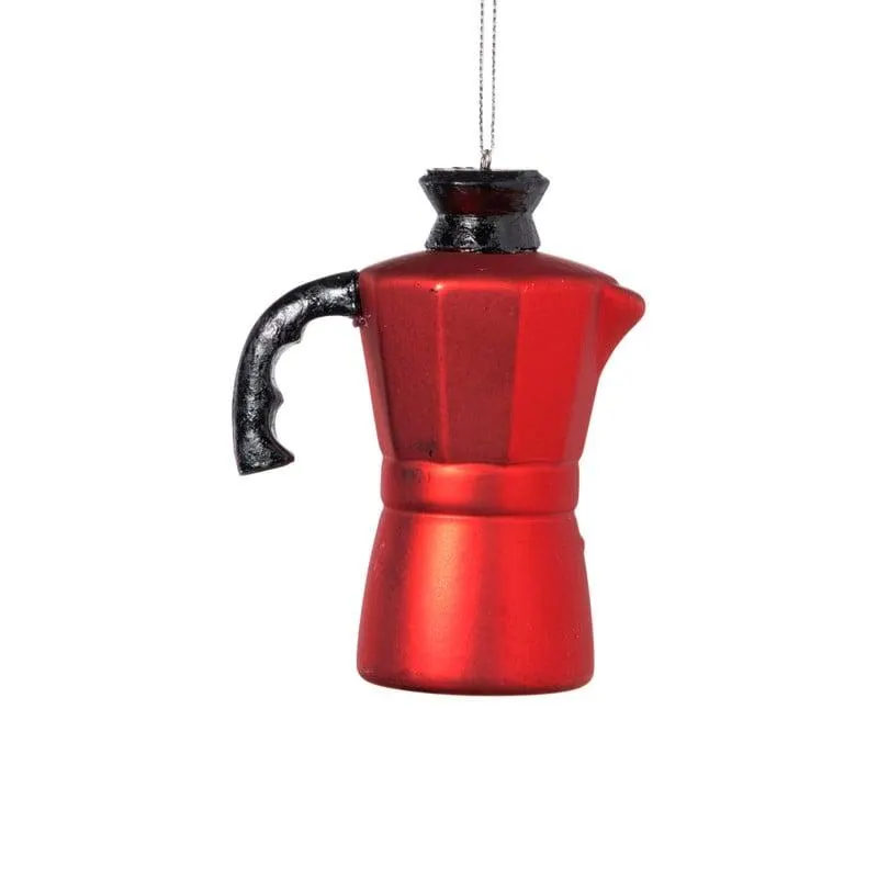 Kersthanger koffiemaker - rood - 10.5x8x5 cm