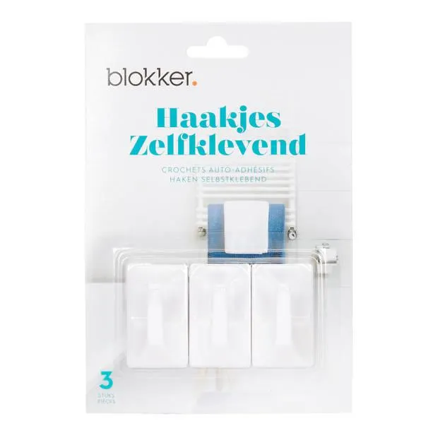 Blokker haakje vierkant groot - plastic