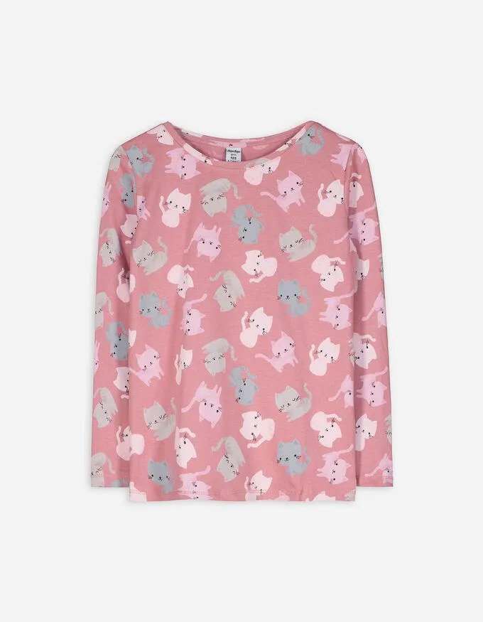 Tričko s dlouhým rukávem - Potisk po celé ploše - lila