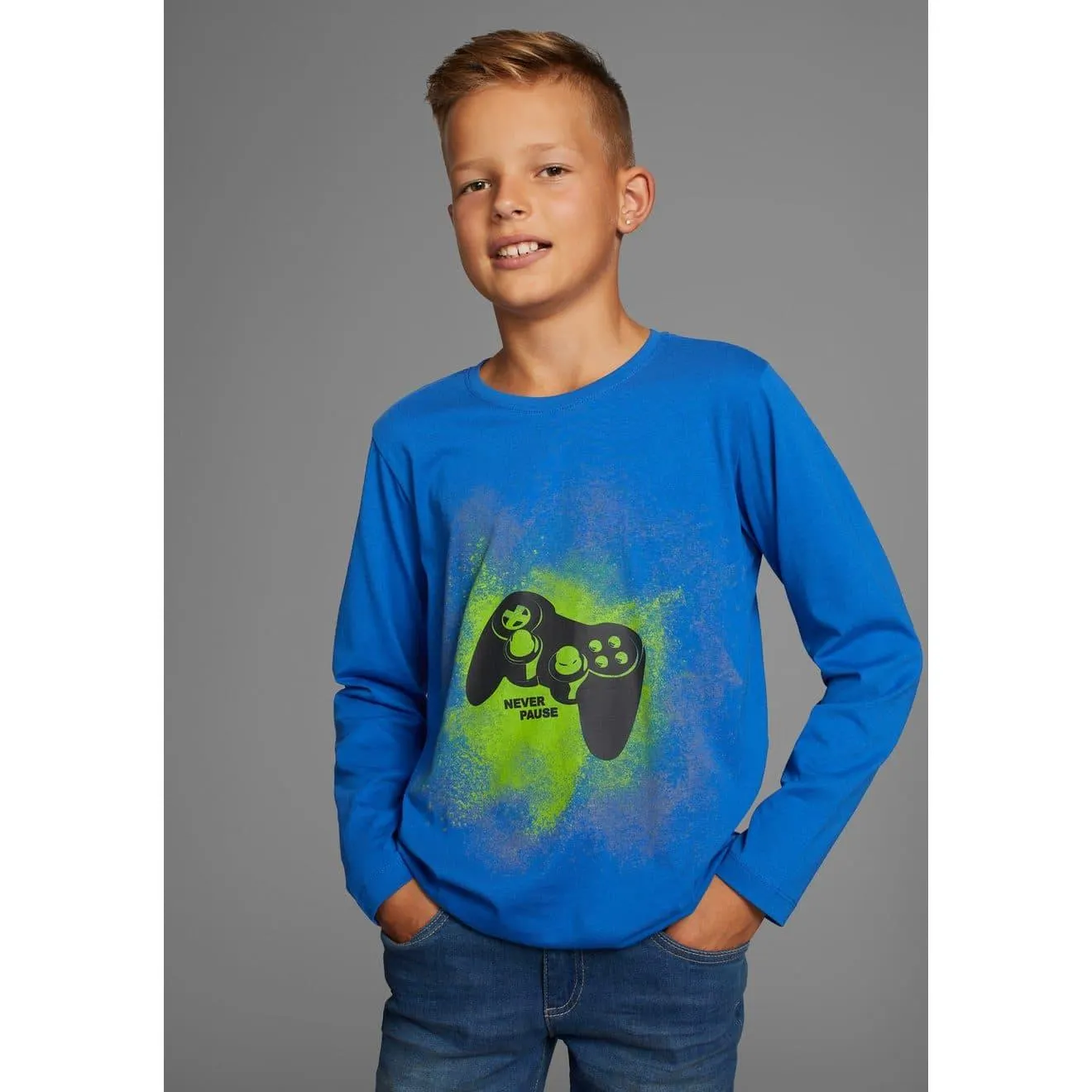 KIDSWORLD Shirt met lange mouwen Gamer Langarm, basic pasvorm, met trendy opdruk
