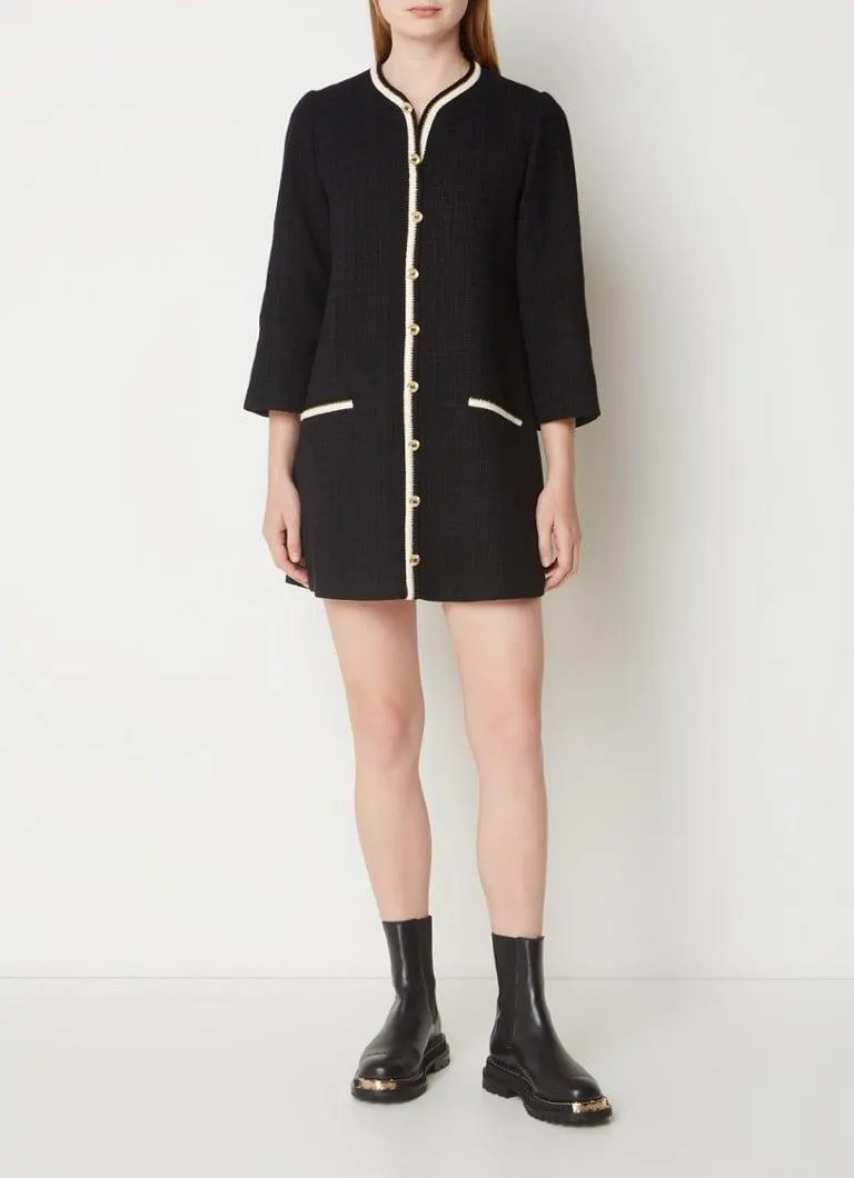 Mini blousejurk met ruitdessin en sierknopen